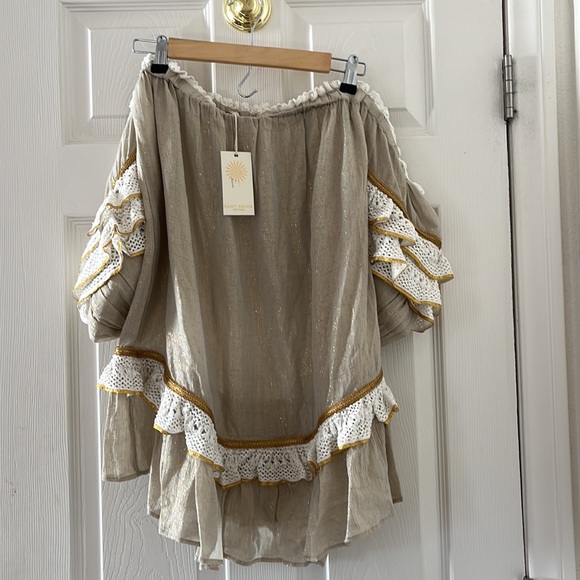 NWT $295 Ramy Brook Womens Kyro Mini Dress, Brown size XS off shoulder - Picture 9 of 14